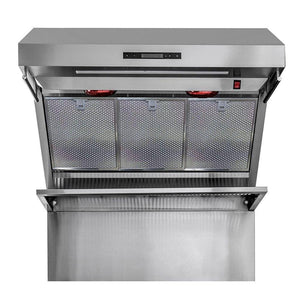 Forno 36-Inch Wall Mount Range Hood with Red Light Warmer, Shelf/Backsplash, and 1200 CFM Motor (FRHWM5029-36HB)
