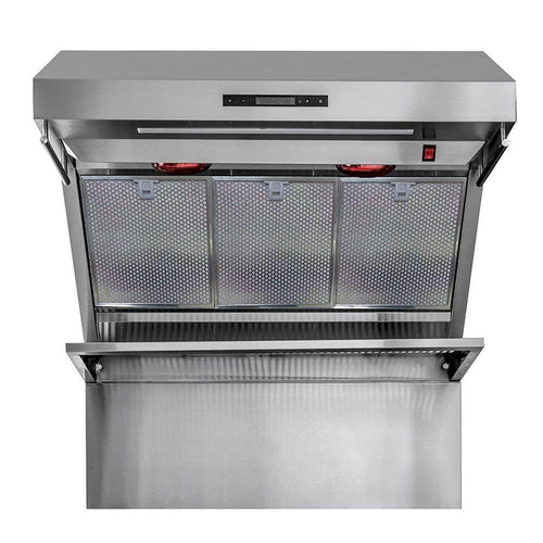 Forno 4-Piece Pro Appliance Package - 36-Inch Gas Range, Refrigerator with Water Dispenser, Wall Mount Hood with Backsplash, & 3-Rack Dishwasher in Stainless Steel