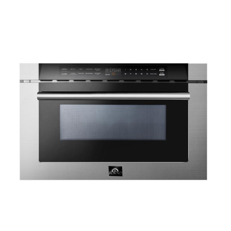 Forno 4-Piece Appliance Package - 36-Inch Gas Range, Refrigerator with Water Dispenser, Microwave Drawer, & 3-Rack Dishwasher in Stainless Steel