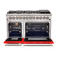 Forno 48-Inch Capriasca Dual Fuel Range with 8 Gas Burners and 240v Electric Oven in Stainless Steel with Red Door (FFSGS6187-48RED)