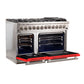 Forno 48-Inch Capriasca Dual Fuel Range with 8 Gas Burners and 240v Electric Oven in Stainless Steel with Red Door (FFSGS6187-48RED)