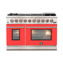 Forno 48-Inch Capriasca Gas Range with 8 Gas Burners and Convection Oven in Stainless Steel with Red Door (FFSGS6260-48RED)