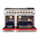 Forno 48-Inch Capriasca Gas Range with 8 Gas Burners and Convection Oven in Stainless Steel with Red Door (FFSGS6260-48RED)