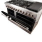 Forno 48-Inch Galiano Dual Fuel Range with 8 Gas Burners and 240v Electric Oven in Stainless Steel with Black Door (FFSGS6156-48BLK)