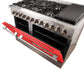 Forno 48-Inch Galiano Dual Fuel Range with 8 Gas Burners and 240v Electric Oven in Stainless Steel with Door (FFSGS6156-48RED)