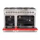 Forno 48-Inch Galiano Dual Fuel Range with 8 Gas Burners and 240v Electric Oven in Stainless Steel with Door (FFSGS6156-48RED)