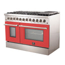 Forno 48-Inch Galiano Dual Fuel Range with 8 Gas Burners and 240v Electric Oven in Stainless Steel with Door (FFSGS6156-48RED)