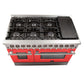 Forno 48-Inch Galiano Dual Fuel Range with 8 Gas Burners and 240v Electric Oven in Stainless Steel with Door (FFSGS6156-48RED)