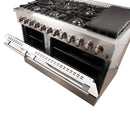 Forno 48-Inch Galiano Dual Fuel Range with 8 Gas Burners and 240v Electric Oven in Stainless Steel with White Door (FFSGS6156-48WHT)