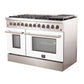 Forno 48-Inch Galiano Dual Fuel Range with 8 Gas Burners and 240v Electric Oven in Stainless Steel with White Door (FFSGS6156-48WHT)