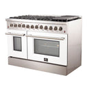 Forno 48-Inch Galiano Dual Fuel Range with 8 Gas Burners and 240v Electric Oven in Stainless Steel with White Door (FFSGS6156-48WHT)