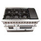 Forno 48-Inch Galiano Dual Fuel Range with 8 Gas Burners and 240v Electric Oven in Stainless Steel with White Door (FFSGS6156-48WHT)