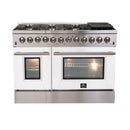 Forno 48-Inch Galiano Dual Fuel Range with 8 Gas Burners and 240v Electric Oven in Stainless Steel with White Door (FFSGS6156-48WHT)