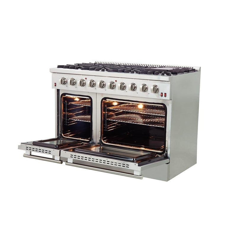 Forno 48-Inch Galiano Gas Range with 8 Burners and Reversible Griddle in Stainless Steel (FFSGS6244-48)