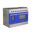 Forno 48-Inch Galiano Gas Range with 8 Gas Burners and Convection Oven in Stainless Steel with Blue Door (FFSGS6244-48BLU)