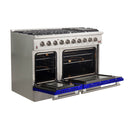Forno 48-Inch Galiano Gas Range with 8 Gas Burners and Convection Oven in Stainless Steel with Blue Door (FFSGS6244-48BLU)