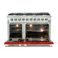 Forno 48-Inch Galiano Gas Range with 8 Gas Burners and Convection Oven in Stainless Steel with Red Door (FFSGS6244-48RED)