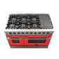 Forno 48-Inch Galiano Gas Range with 8 Gas Burners and Convection Oven in Stainless Steel with Red Door (FFSGS6244-48RED)
