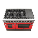 Forno 48-Inch Galiano Gas Range with 8 Gas Burners and Convection Oven in Stainless Steel with Red Door (FFSGS6244-48RED)