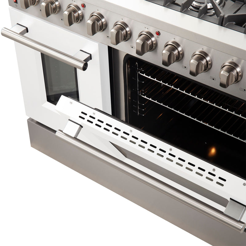 Forno 48-Inch Galiano Gas Range with 8 Gas Burners and Convection Oven in Stainless Steel with White Door (FFSGS6244-48WHT)