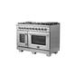 FORNO 48-Inch Capriasca Dual Fuel Range with 8 Gas Burners, 160,000 BTUs & French Door Electric Oven in Stainless Steel - FFSGS6387-48