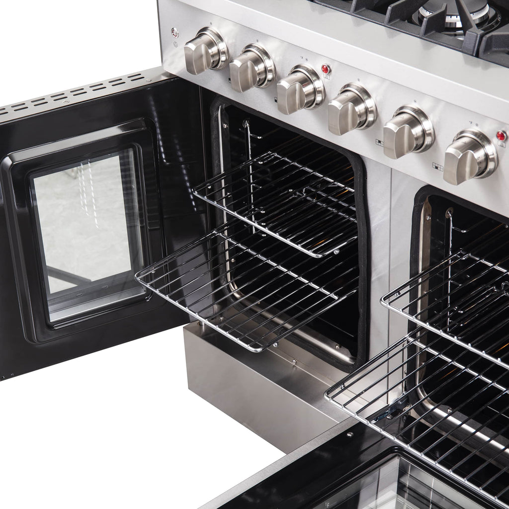 Forno 48-Inch Galiano Gas Range with 8 Gas Burners, 107,000 BTUs, & French Door Gas Oven in Stainless Steel FFSGS6444-48