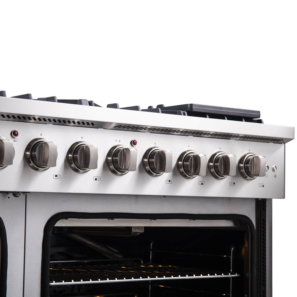 Forno 48-Inch Galiano Gas Range with 8 Gas Burners, 107,000 BTUs, & French Door Gas Oven in Stainless Steel FFSGS6444-48