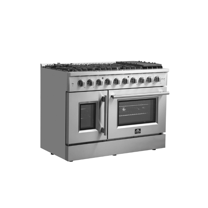 Forno 48-Inch Galiano Gas Range with 8 Gas Burners, 107,000 BTUs, & French Door Gas Oven in Stainless Steel FFSGS6444-48