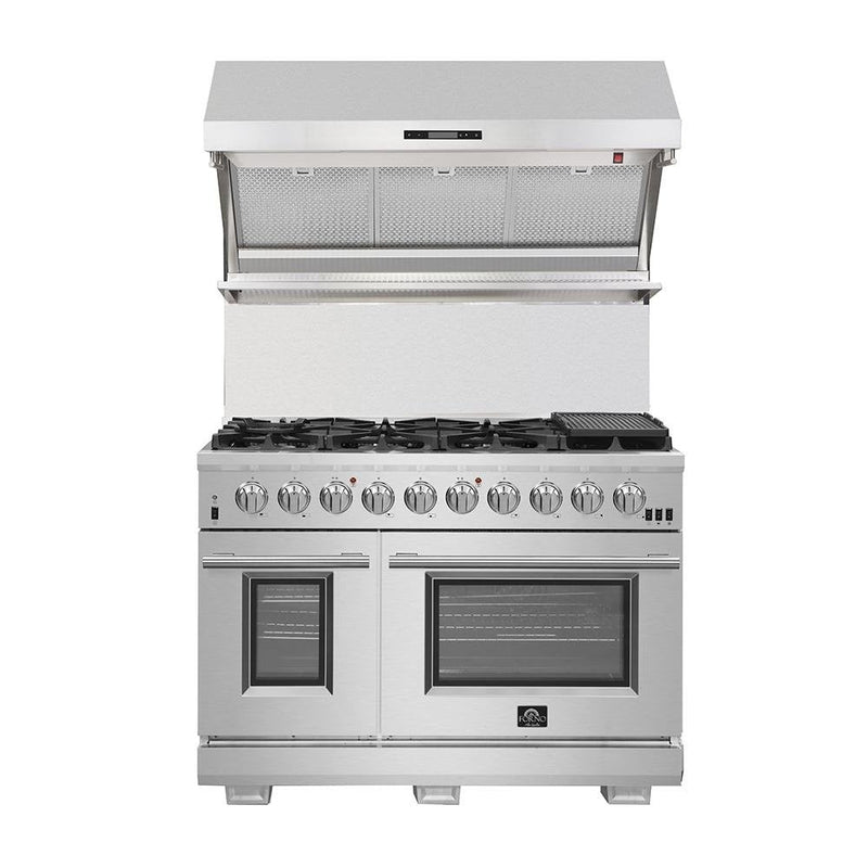 Forno Ansedonia 48" Wall Mount Range Hood with Red Light Warmer, Shelf/Backsplash, and 1200 CFM Motor -FRHWM5029-48HB