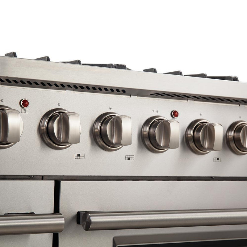 Forno 2-Piece Appliance Package - 48-Inch Gas Range & Wall Mount Hood in Stainless Steel