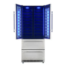 FORNO Campania 32" 120 Bottle Triple Zone French Door Wine Cooler with 2 Beverage Drawers, FWCDR6635-32S