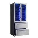 FORNO Campania 32" 120 Bottle Triple Zone French Door Wine Cooler with 2 Beverage Drawers, FWCDR6635-32S