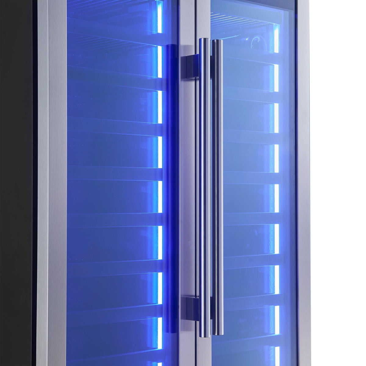 FORNO Campania 32" 120 Bottle Triple Zone French Door Wine Cooler with 2 Beverage Drawers, FWCDR6635-32S