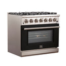 FORNO Capriasca - Titanium Professional 36" Freestanding Colored Door Gas Range FFSGS6260-36