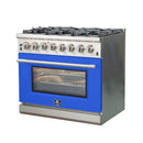 FORNO Capriasca - Titanium Professional 36" Freestanding Dual Fuel Electric 240V Colored Door Oven Range FFSGS6187-36