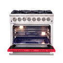 FORNO Capriasca - Titanium Professional 36" Freestanding Dual Fuel Electric 240V Colored Door Oven Range FFSGS6187-36