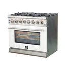 FORNO Capriasca - Titanium Professional 36" Freestanding Dual Fuel Electric 240V Colored Door Oven Range FFSGS6187-36