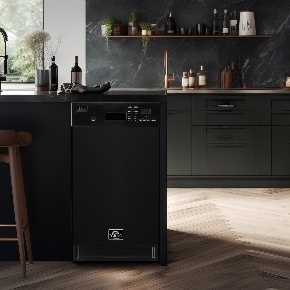FORNO Espresso Polo 18" Built-in Dishwasher in Black, FDWBI8041-18BLK