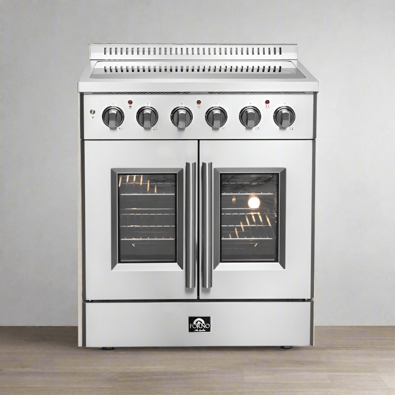 FORNO Galiano 30-Inch French Door Electric Range with Convection Oven in Stainless Steel - FFSEL6917-30