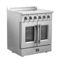 FORNO Galiano 30-Inch French Door Electric Range with Convection Oven in Stainless Steel - FFSEL6917-30