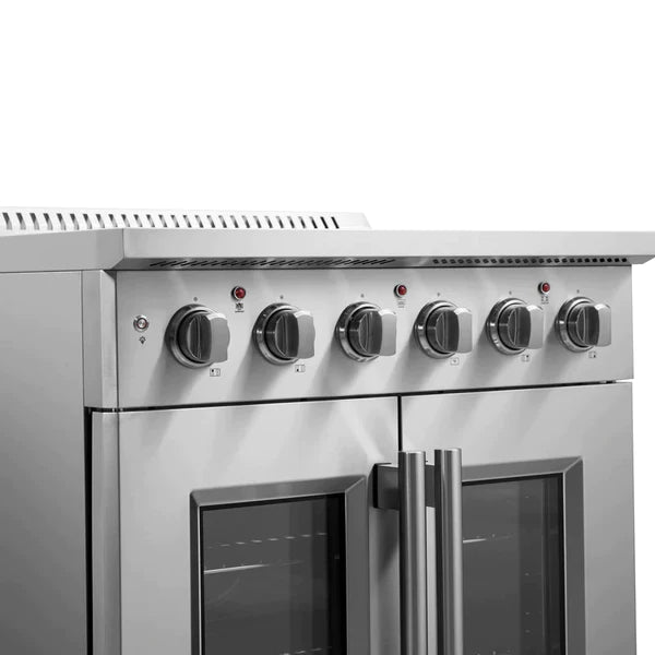 FORNO Galiano 30-Inch French Door Electric Range with Convection Oven in Stainless Steel - FFSEL6917-30