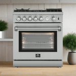 Forno Breno 30" Freestanding Gas Range Oven with 5 Sealed Burners, Griddle, and Air Fryer FFSGS6276-30