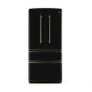 Forno Luigi 33" 18 cu. ft. French Door Refrigerator in Black with Antique Brass Handles, FFFFD1791-33BLK