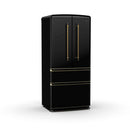 Forno Luigi 33" 18 cu. ft. French Door Refrigerator in Black with Antique Brass Handles, FFFFD1791-33BLK