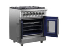 FORNO Massimo 30-Inch Freestanding French Door Dual Fuel Range in Stainless Steel - FFSGS6325-30