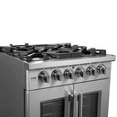 FORNO Massimo 30-Inch Freestanding French Door Gas Range in Stainless Steel - FFSGS6439-30