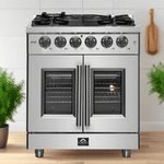 FORNO Massimo 30-Inch Freestanding French Door Gas Range in Stainless Steel - FFSGS6439-30