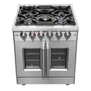 FORNO Massimo 30-Inch Freestanding French Door Gas Range in Stainless Steel - FFSGS6439-30