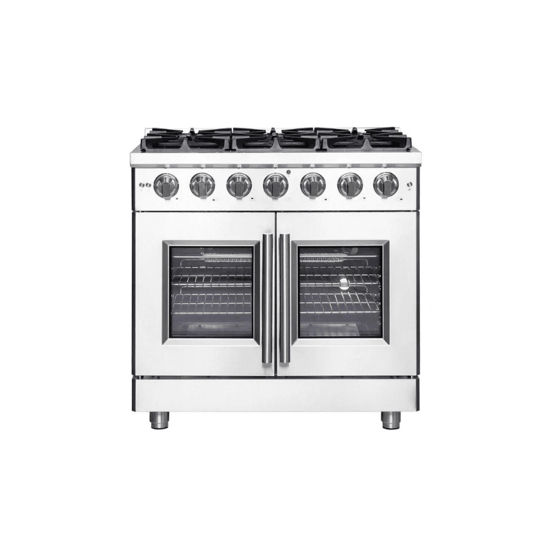 FORNO Massimo 36-Inch Freestanding French Door Gas Range in Stainless Steel - FFSGS6439-36