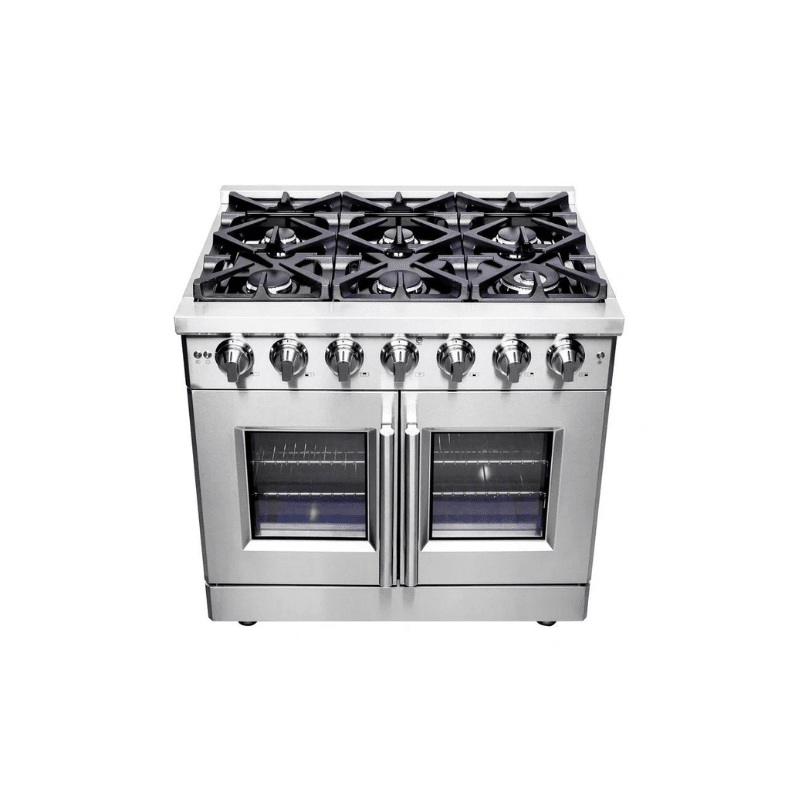 FORNO Massimo 36-Inch Freestanding French Door Gas Range in Stainless Steel - FFSGS6439-36